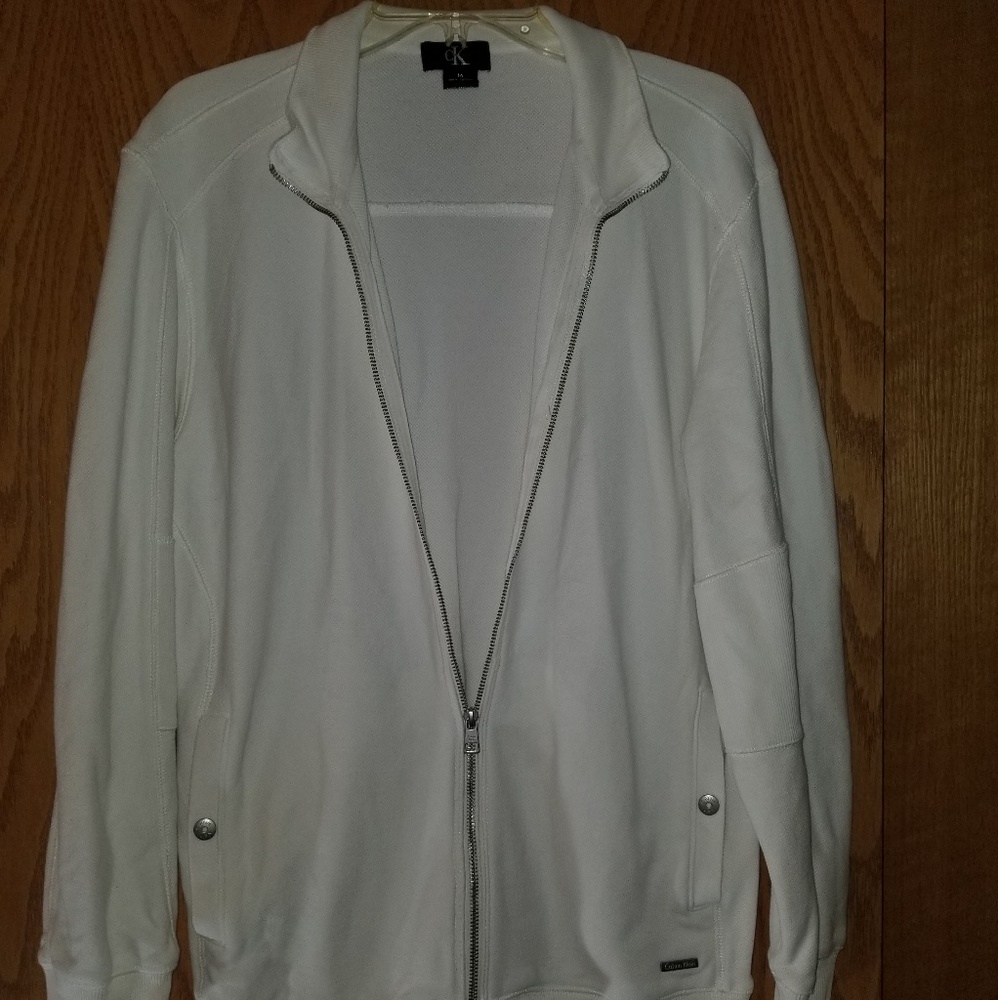 All white Calvin Klein men's jacket